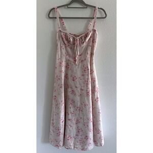 Sim & Sam Midi Dress Womens Medium Floral Sweetheart Preppy Coquette Milkmaid